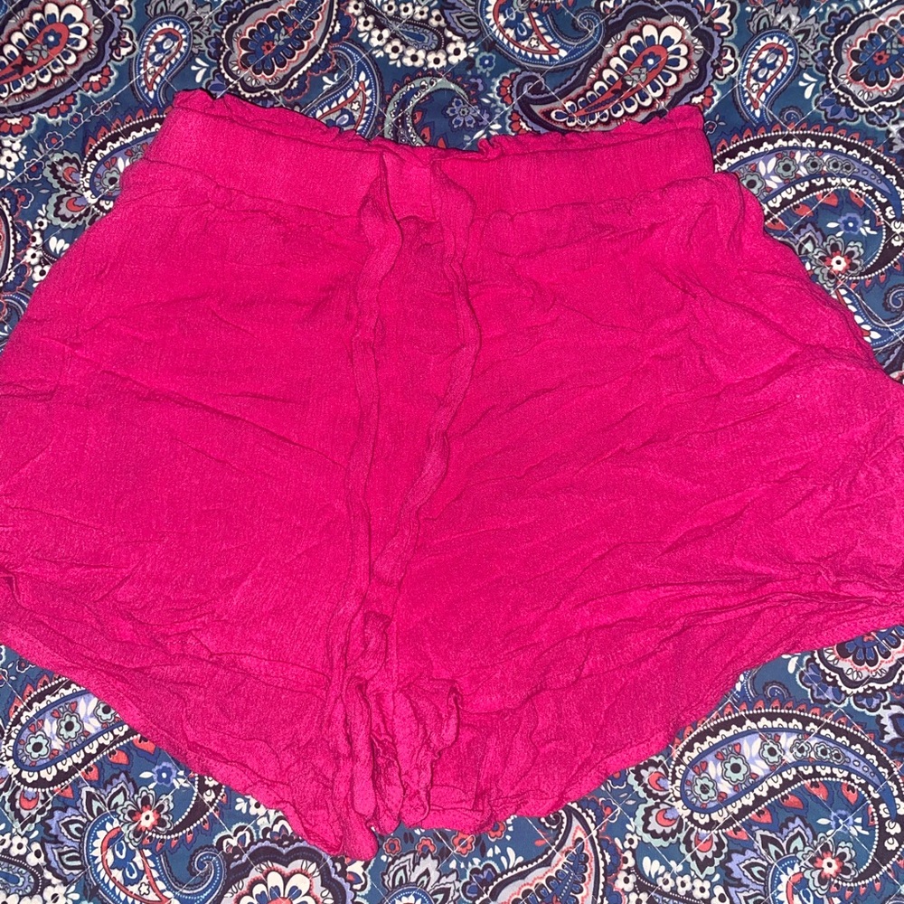 High Waist Pink Shorts with Elastic Waistband